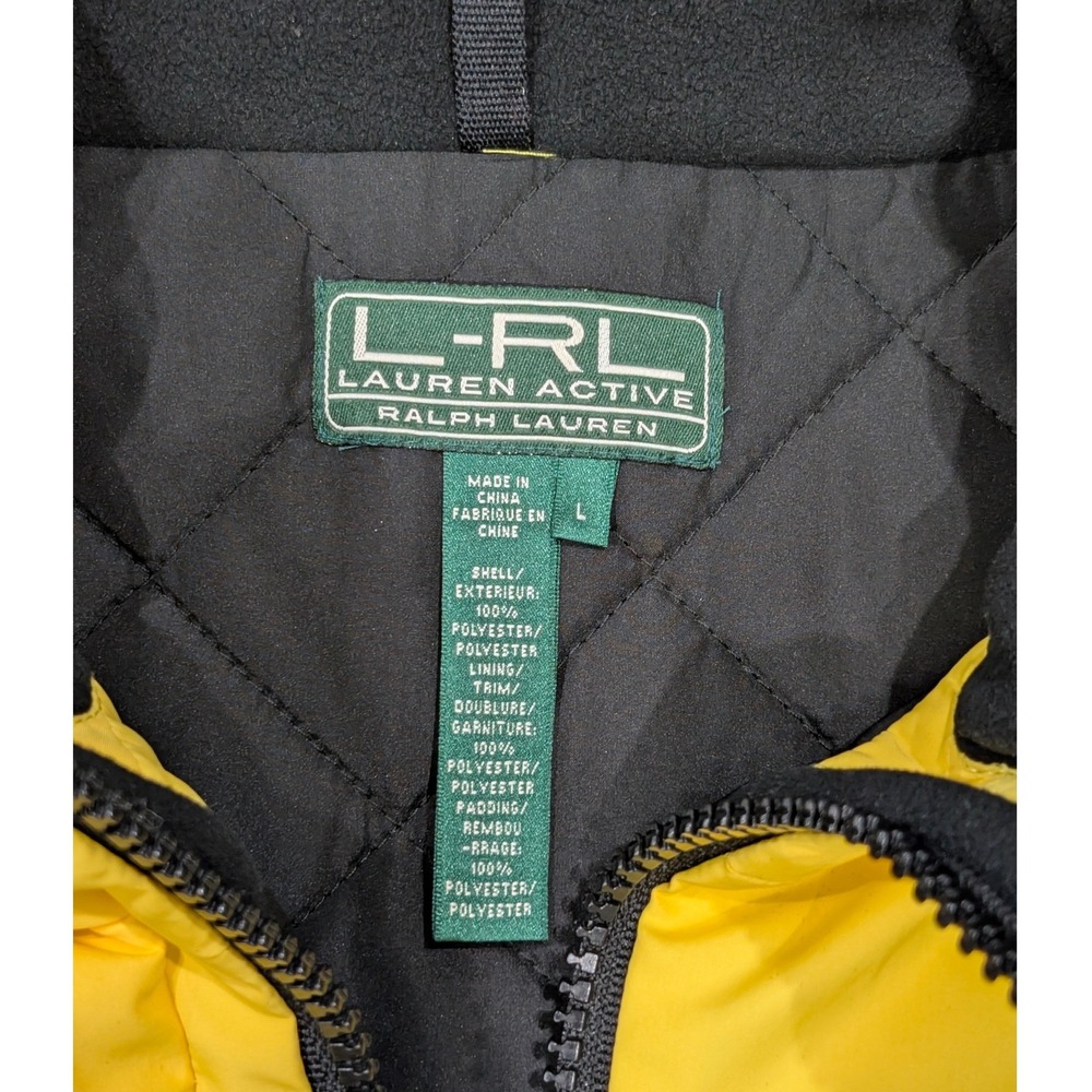 Ralph Lauren L RL Active Women's Yellow Black Colorblock Puffer Vest Size L - Picture 6 of 12
